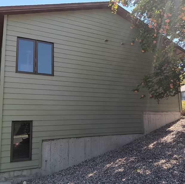 Side view of painted siding