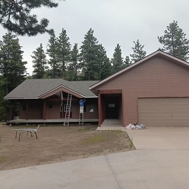 Brown home surrounded by trees